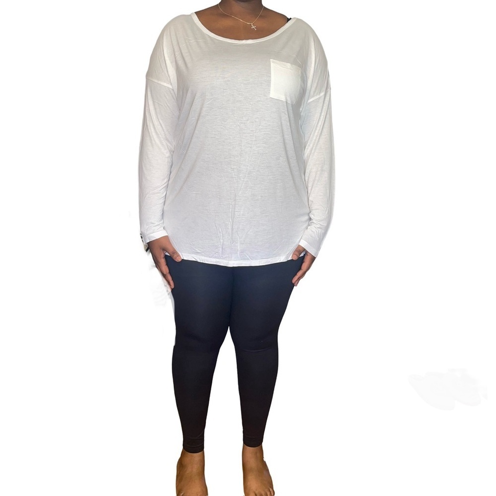 OLD NAVY LONG SLEEVE MODERN TEE - BRIGHT WHITE SIZE XXL (NEW WITH TAGS) A19